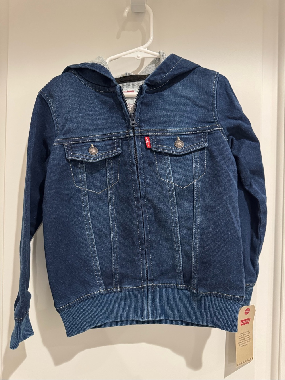 NWT Levi's Toddler Dark Blue Hooded Denim Jacket
